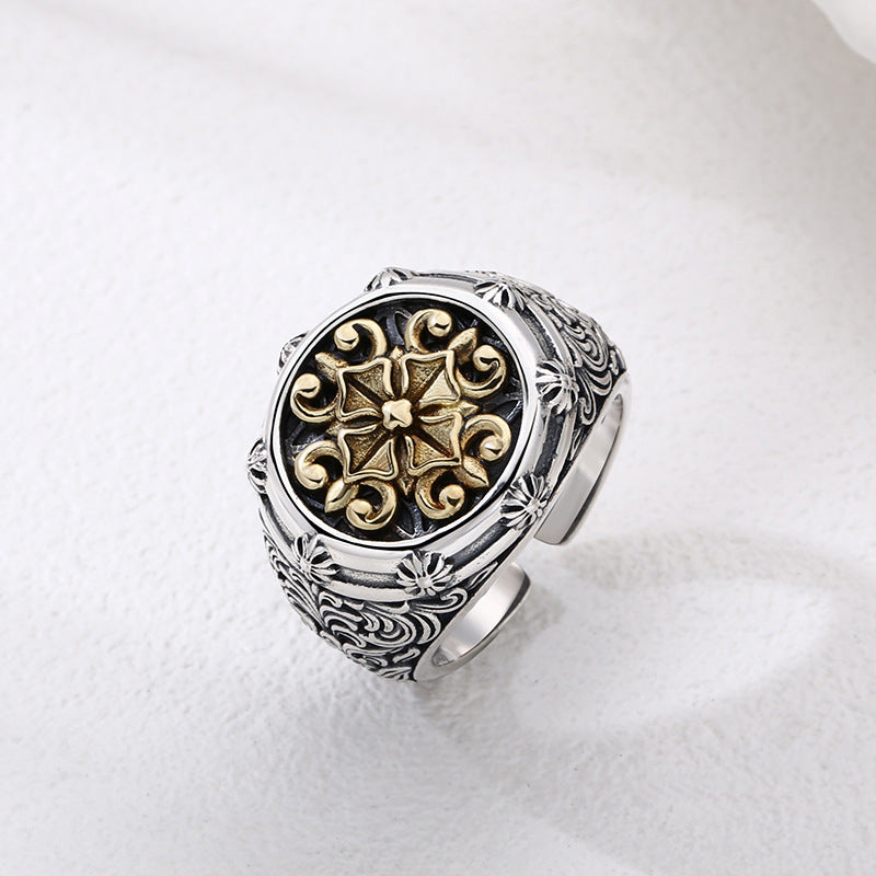 925 Two-Tone Cross Ring