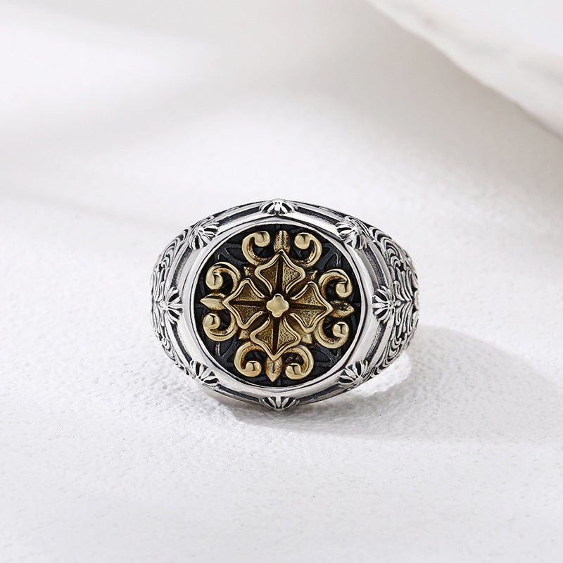 925 Two-Tone Cross Ring