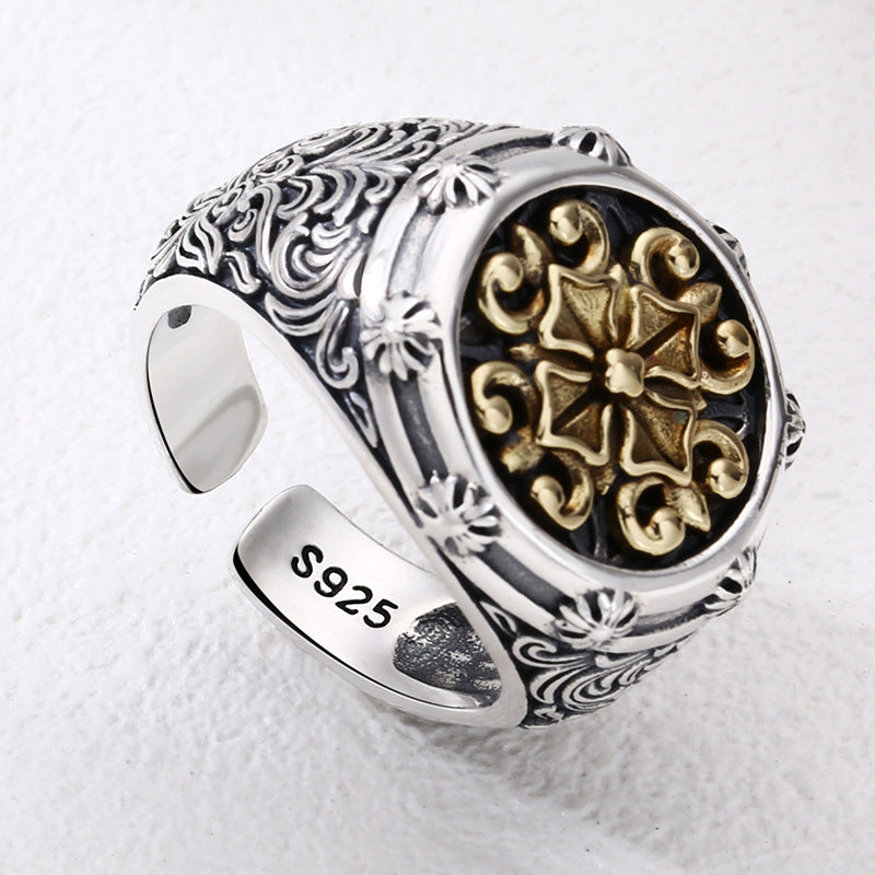 925 Two-Tone Cross Ring