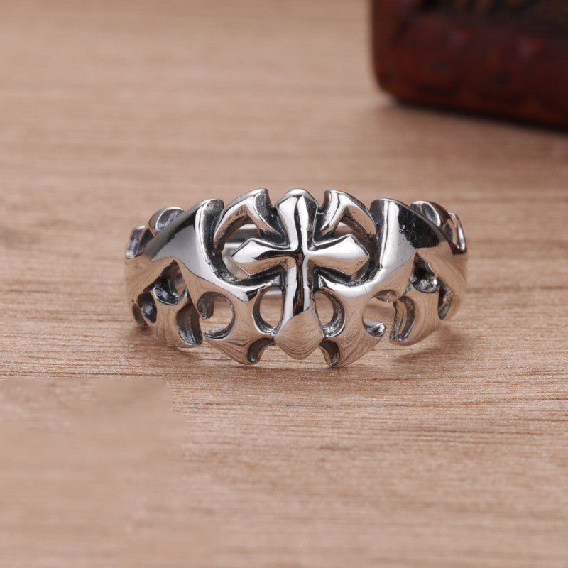 925 Molten Cross Ring