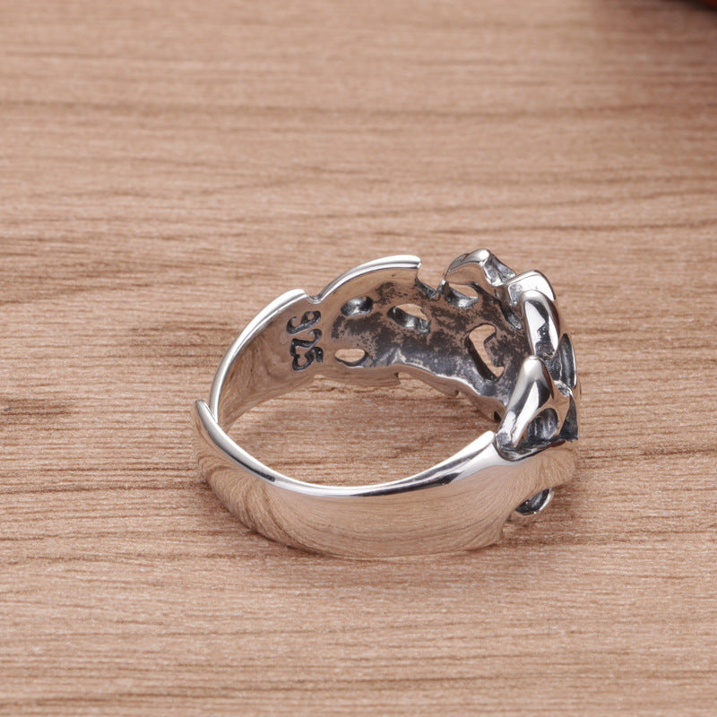 925 Molten Cross Ring