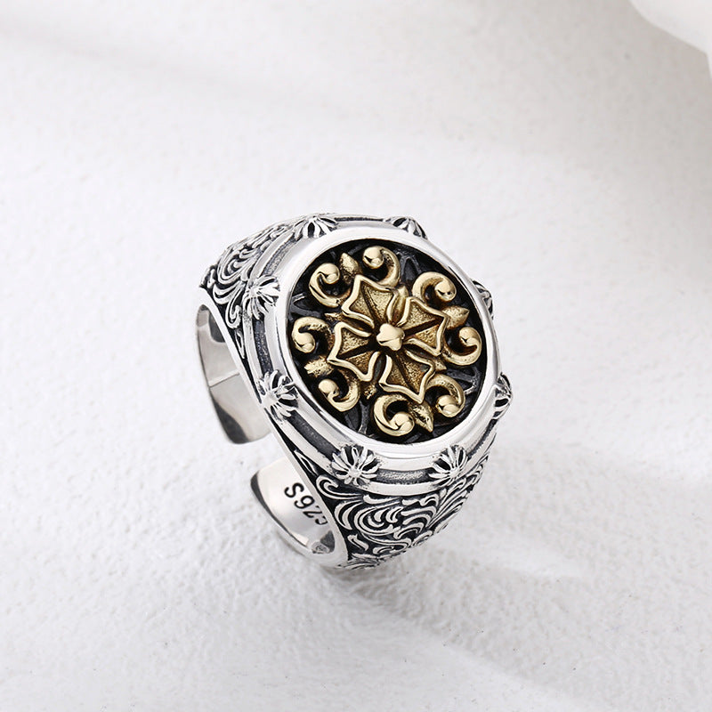 925 Two-Tone Cross Ring