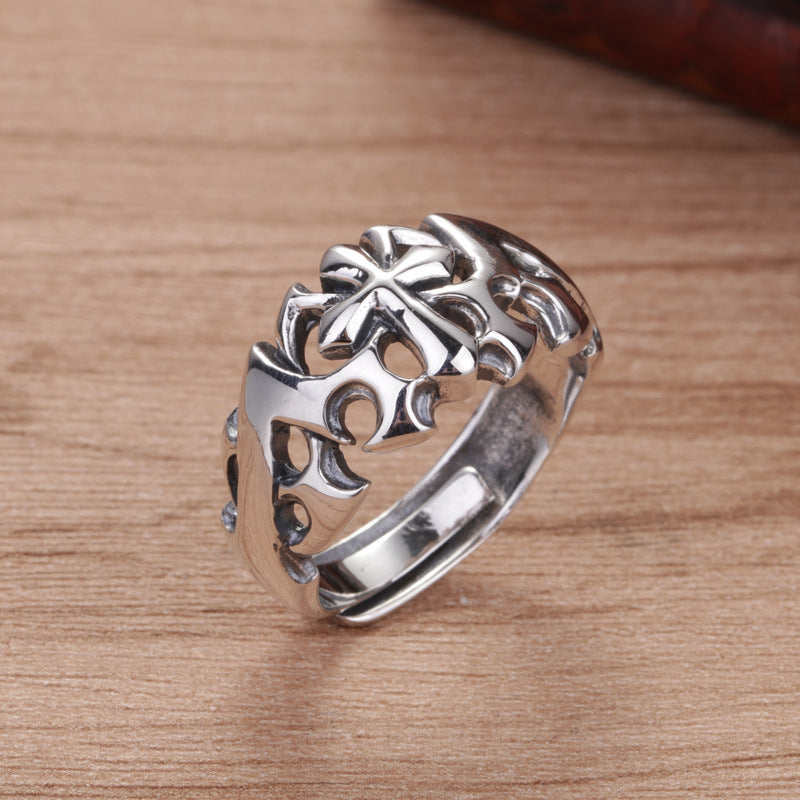 925 Molten Cross Ring