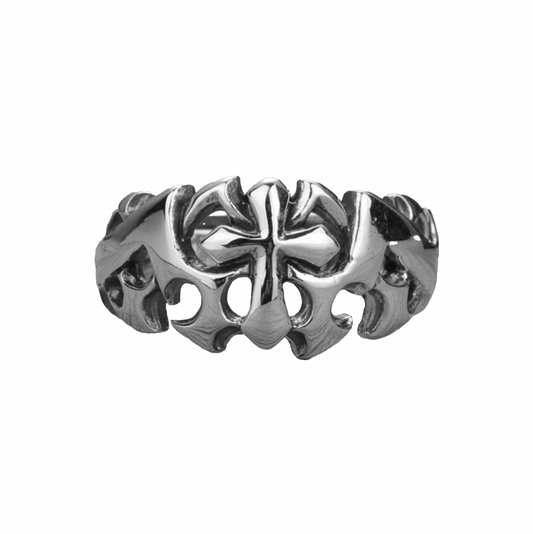 925 Molten Cross Ring