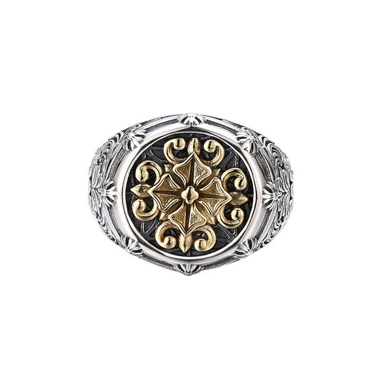 925 Two-Tone Cross Ring